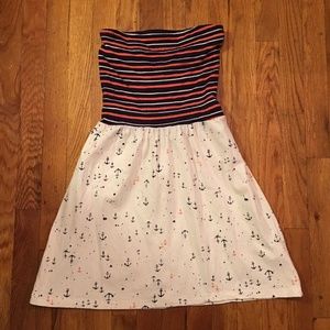 Nautical Strapless Cotton Dress